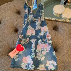 NWT Girls overall floral print dress